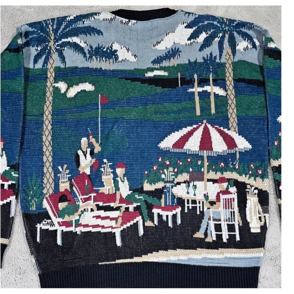 Jack Nicklaus Golf Sweater Country Club, Palm Trees, 100% Cotton, Mens Sz L NEW - Picture 2 of 10